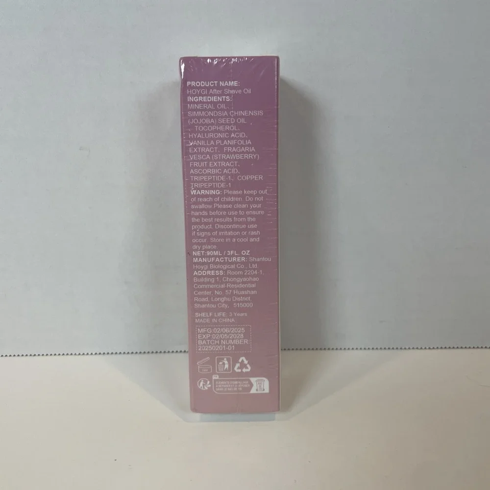 Hoygi After Shave Oil Unisex 90ml‎ Pink Strawberry Vanilla Hyaluronic Acid New